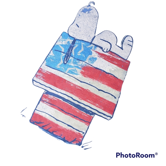 Snoopy resting doghouse American flag tee Peanuts.com  XL EUC ♡ - Picture 2 of 4
